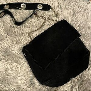 Brandy Melville | Black Suede Crossbody Purse with Grommet Strap | Goth Y2K 90s